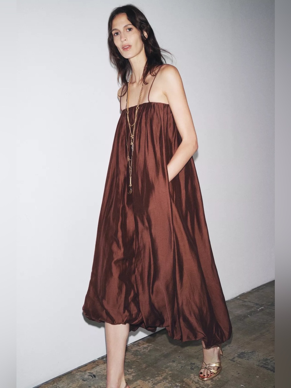 ZARA ZW Multi-Position Balloon Dress - Terracotta - Picture 5 of 16